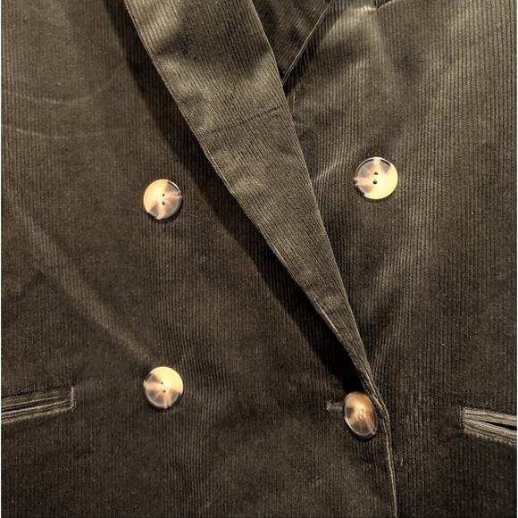 Anthropologie Maeve Corduroy Dark Green Double-Breasted Blazer Size 6 - Picture 7 of 8